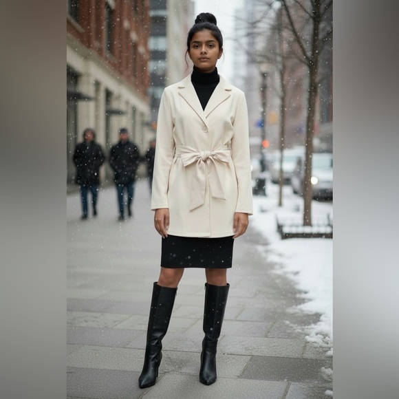 Jackets & Blazers - Cream Bow Coat